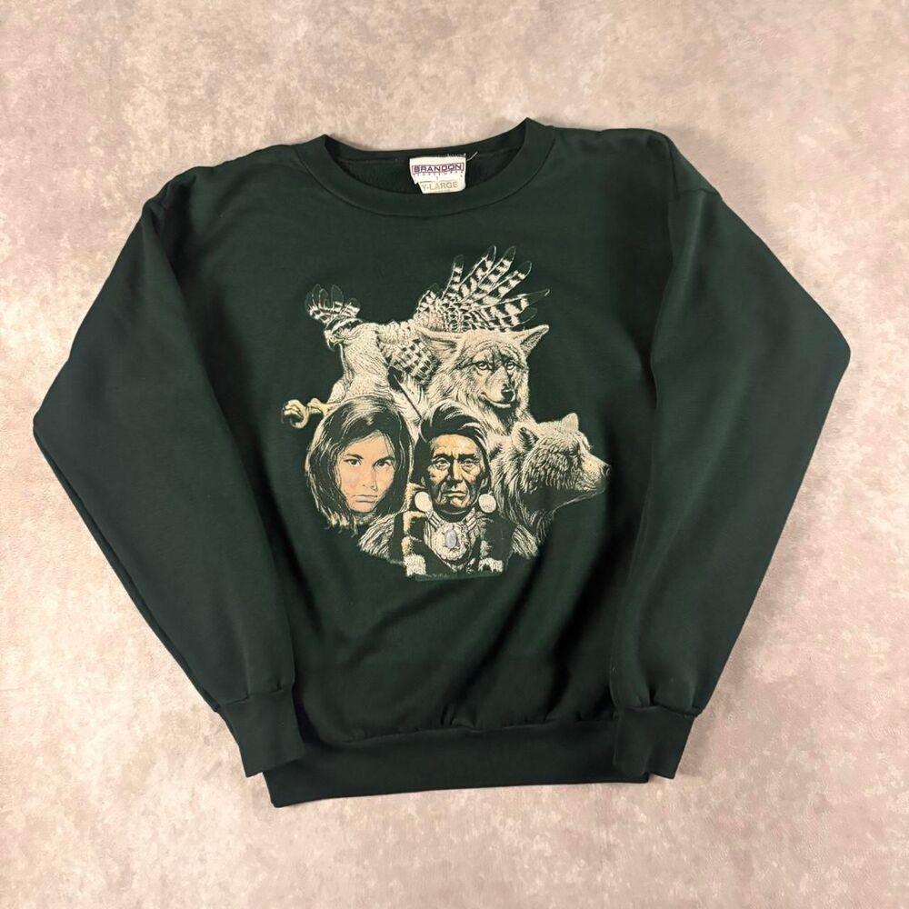 vintage 90s native american nature sweatshirt